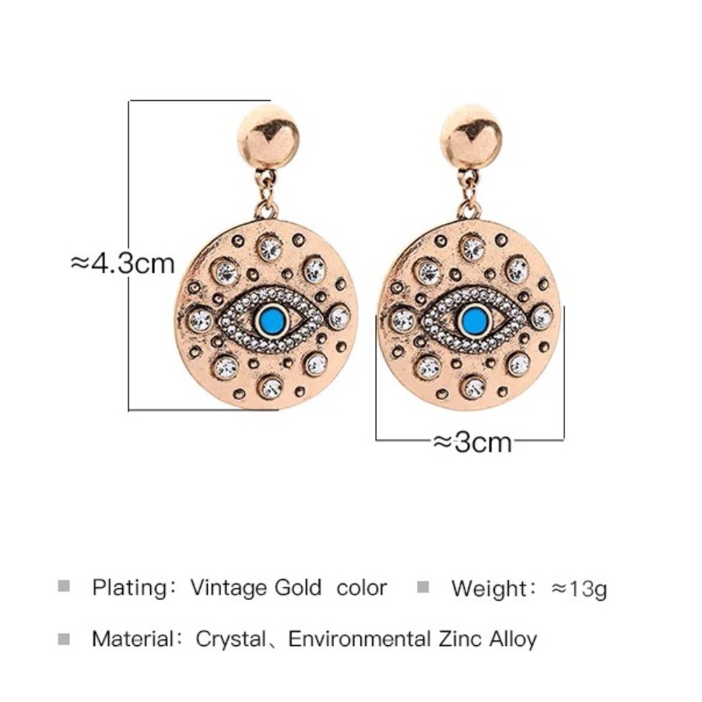 Evil eye gold earrings - Picture 4 of 4